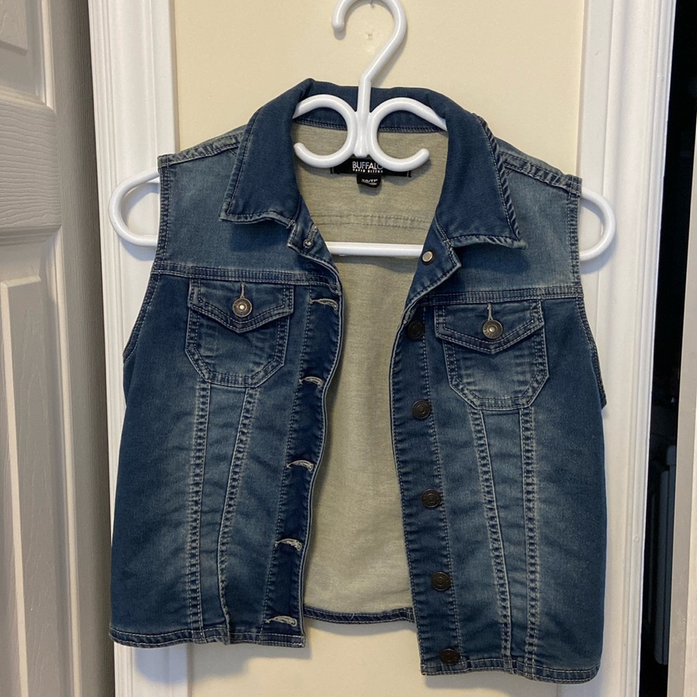Buffalo David Bitton X-Small distressed cropped denim vest